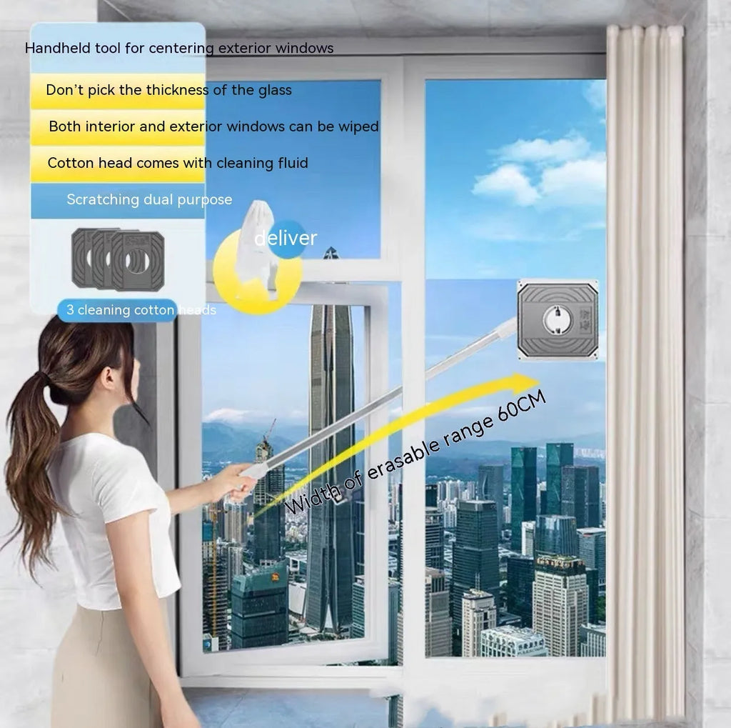 Benshang aluminium alloy double-sided glass wiper for high-rise outer windows with cotton head