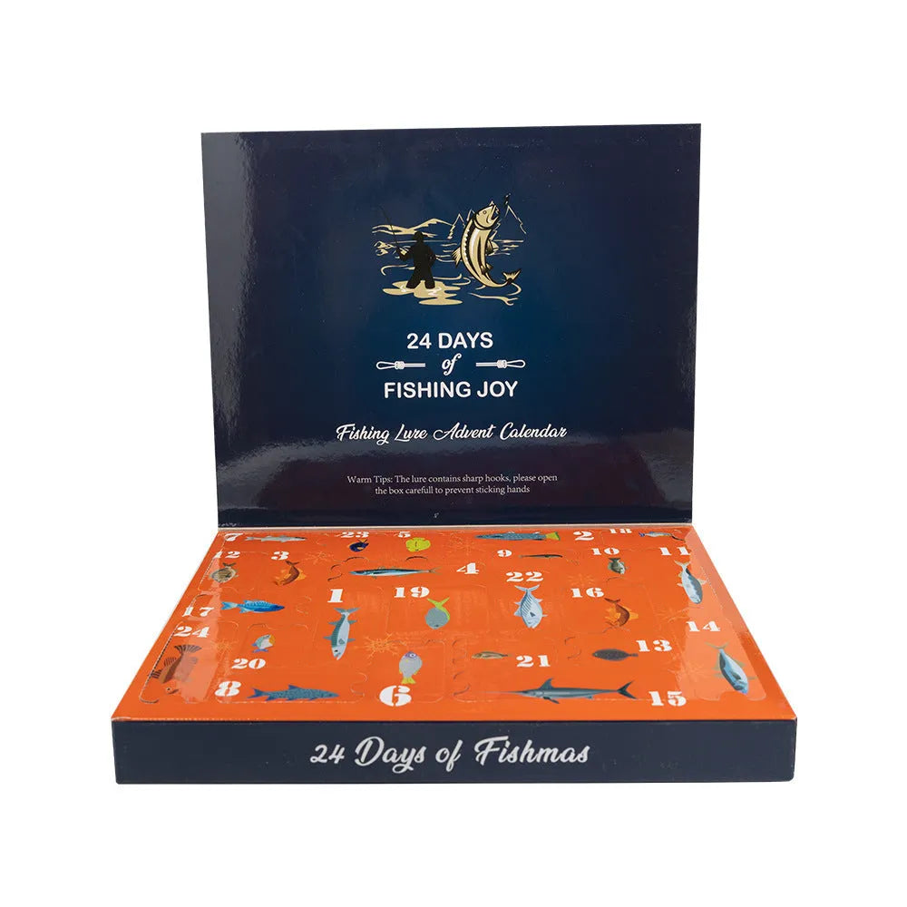 24 Christmas-themed metal fishing lures in minnow bog style with 01 colour finish