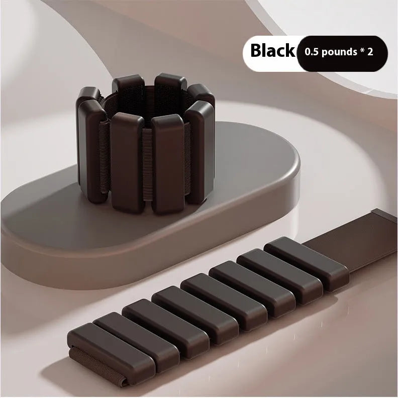 Portable home detachable sports weight-bearing bracelet in black with 1 lb weight pouch and adjustable strap