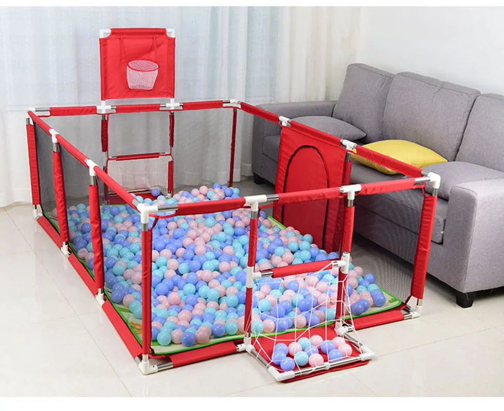 Oxford cloth children's playpen tent with stainless steel frame in large blue colour
