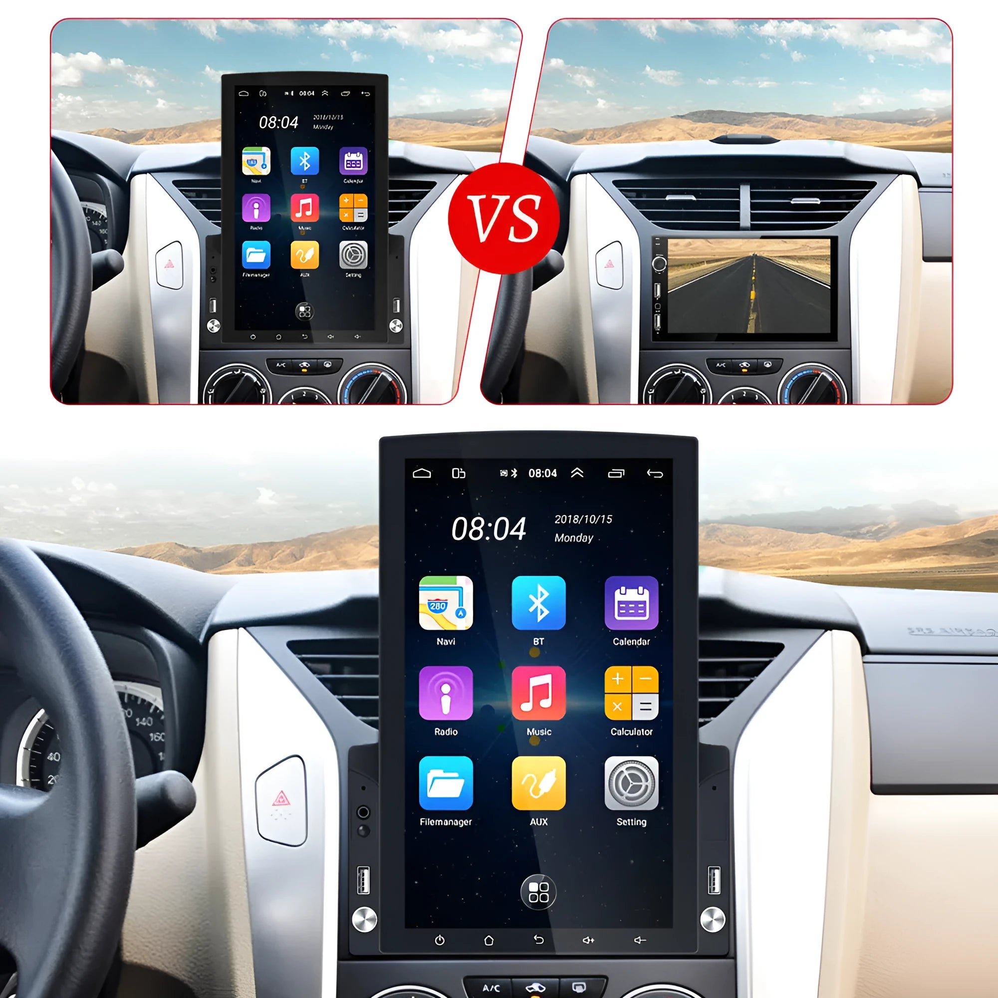 9.7 inch car video player with Android 10.0 touchscreen and offline GPS navigation