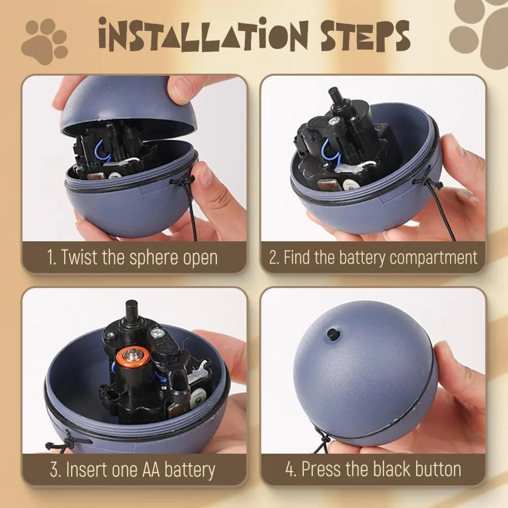 Blue and orange automatic rolling cat ball toy with self-activated motion for indoor pet play