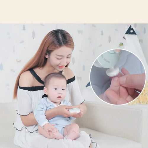 Red or green baby electric nail polisher with three grinding heads for newborn nail care