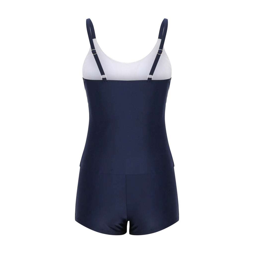 Ladies stripe bikini set with boyshorts bottom in polyester fabric