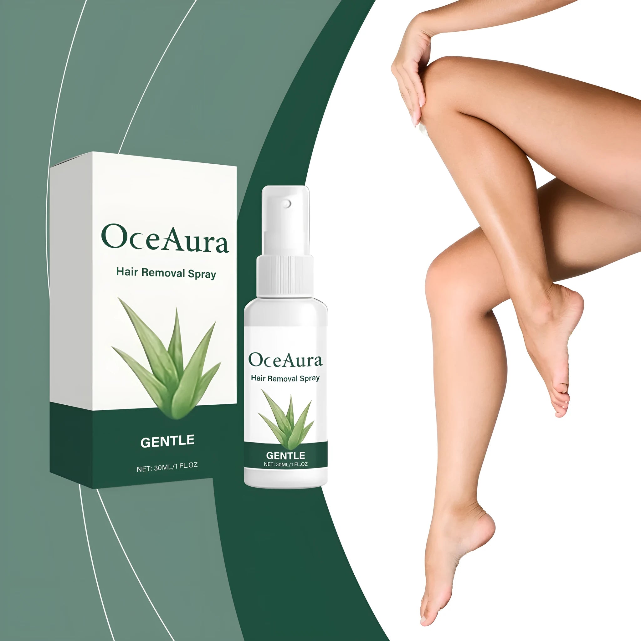 30ml bottle of moisturising hair removal spray with aloe and hyaluronic acid