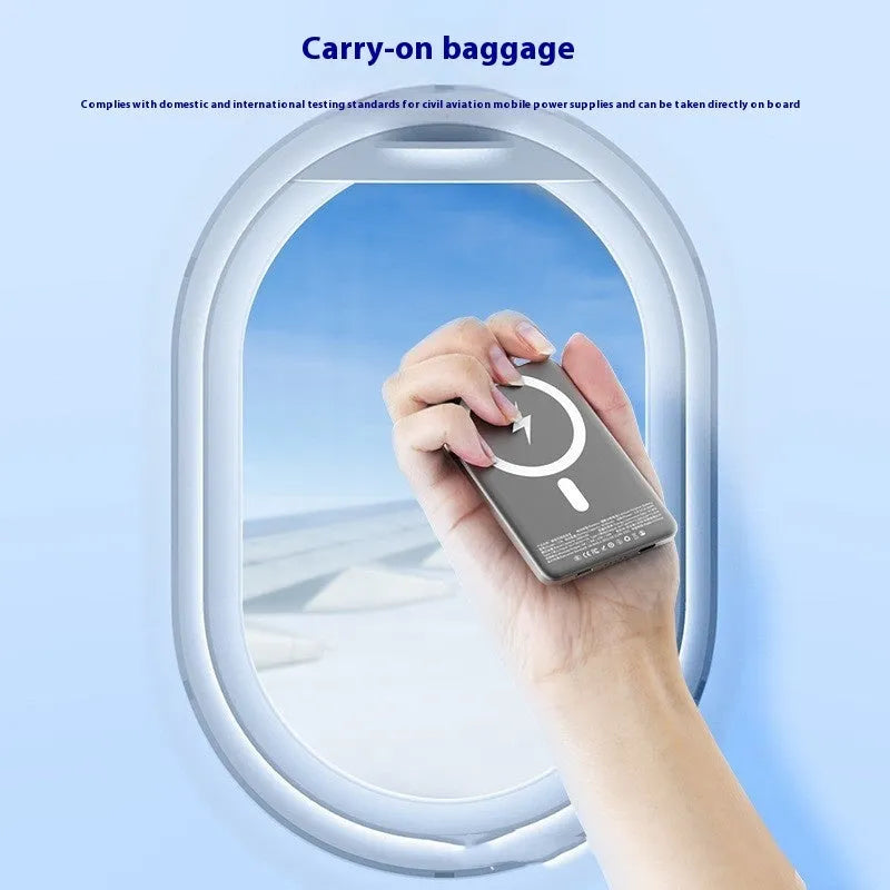 Gun grey magnetic wireless power bank with 10000mAh capacity and ultra-thin 9mm alloy design
