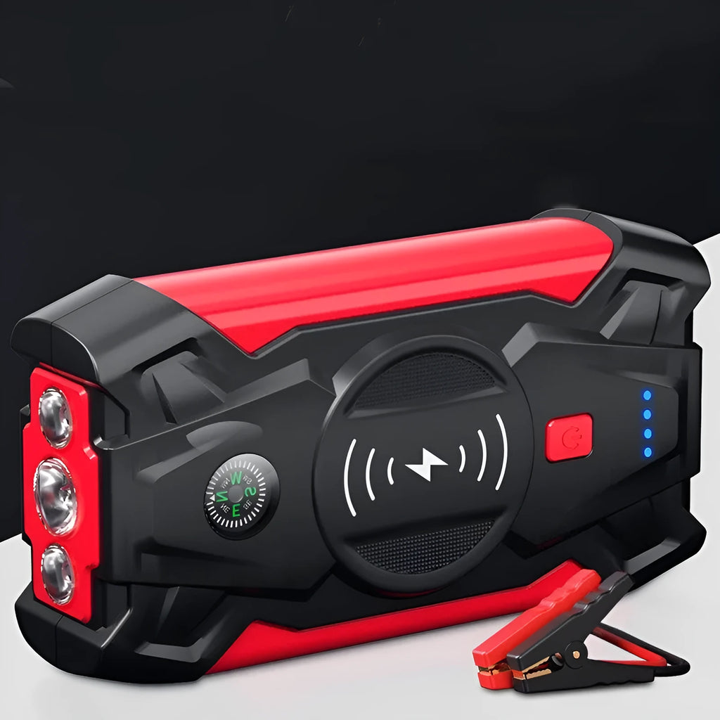 Car emergency jump starter 39800W 12V battery rescue unit with digital display and carrying case
