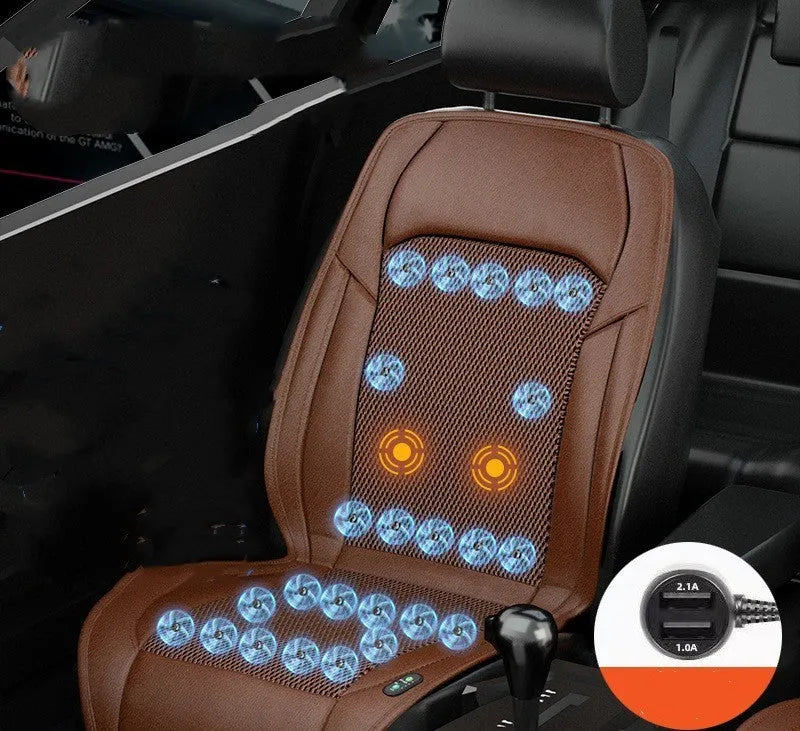 Car seat cooling cushion with ventilation fan system in black colour