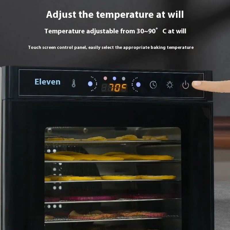 Stainless steel fruit dehydrator with transparent skylight lid and multiple drying trays