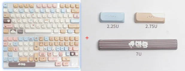 Sea Salt Cat themed PBT keycap set for mechanical keyboards with 26 keycaps and 7u supplement options