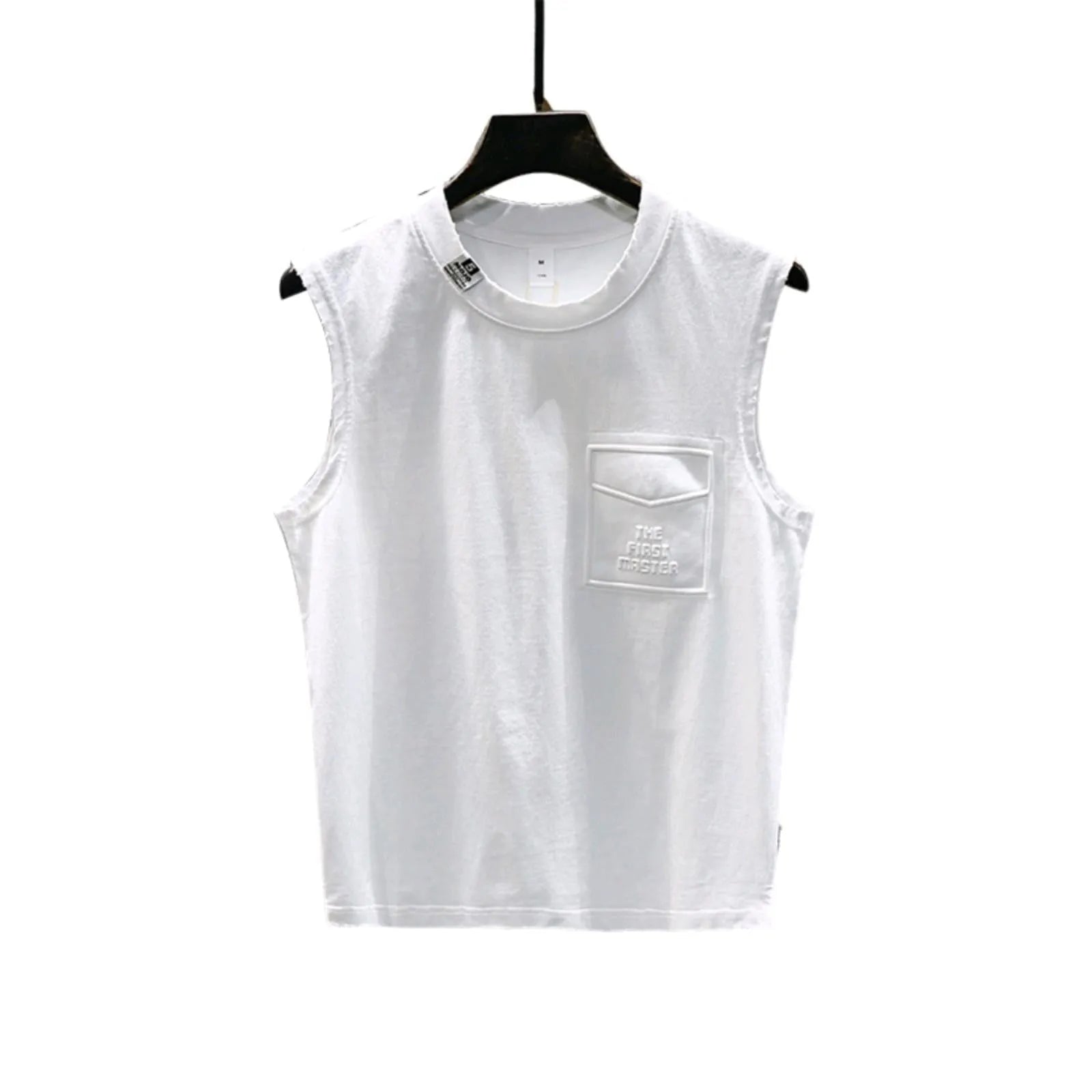 Men's solid colour cotton sleeveless t-shirt with loose fit design in black and white options