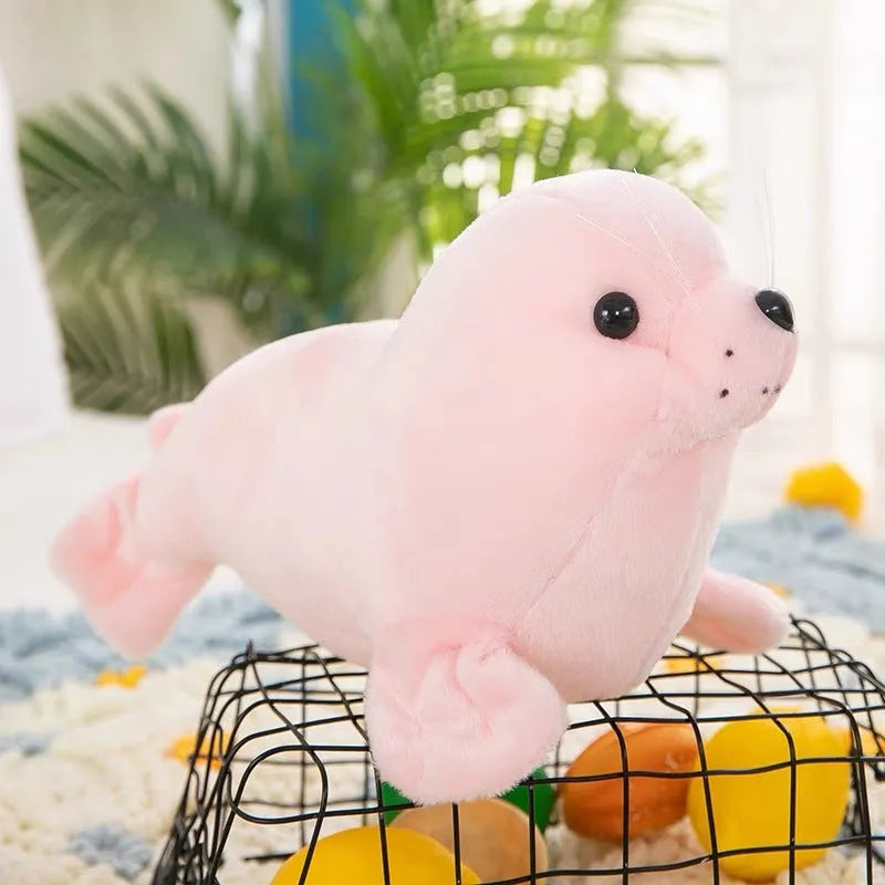 Polar Ocean Underwater World seal plush toy 25cm tall white pink gray soft stuffed animal