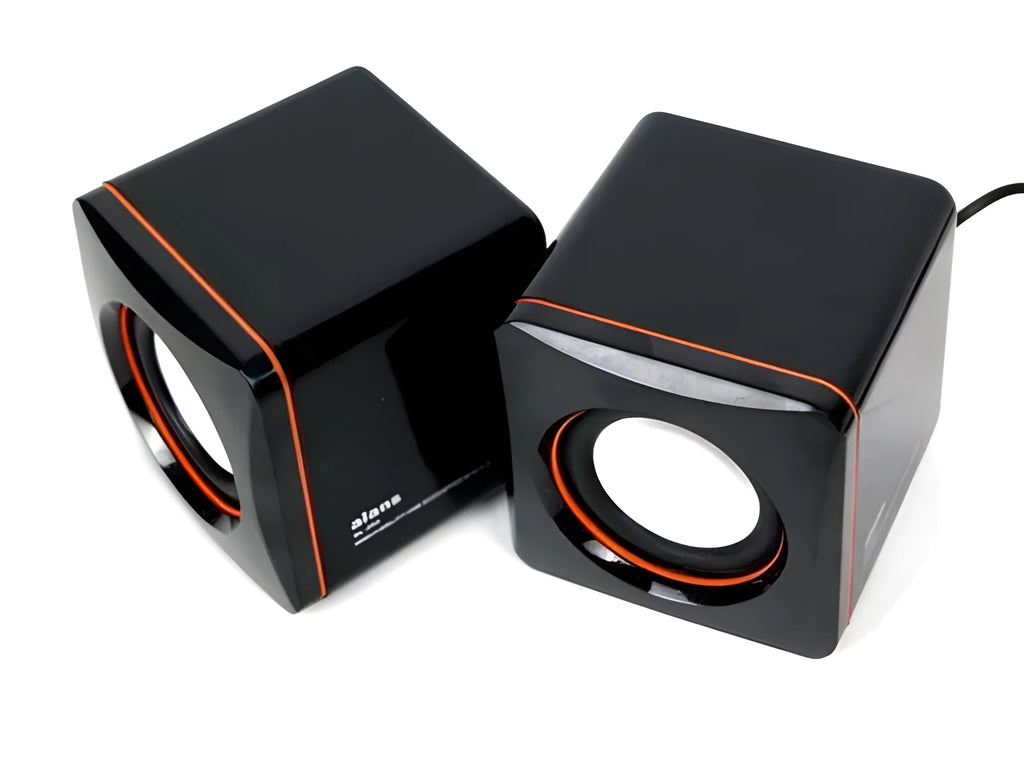 Small black square USB-powered computer speaker for PC 700B desktop systems