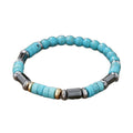 Handmade retro men's bracelet with turquoise and haematite beads, colour CZL165