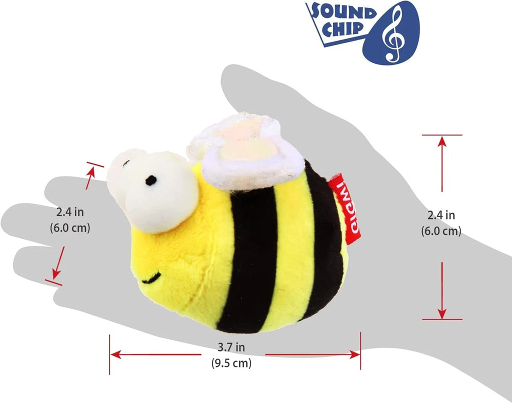 Yellow flannelette bee-shaped electronic cat toy that squeaks when moved