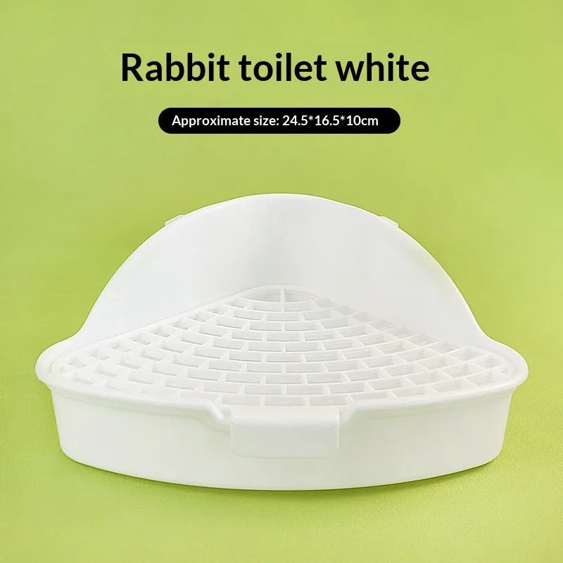 Triangular plastic pet toilet potty for rabbits and guinea pigs in white colour option