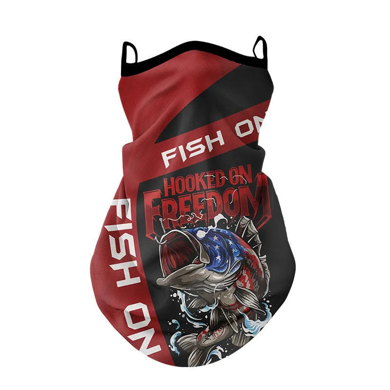Lycra spandex full face and neck protection sun mask showing skull and floral design options