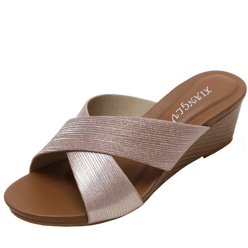 Ethnic style casual open toe women's sandals in black with PU upper and TPR sole