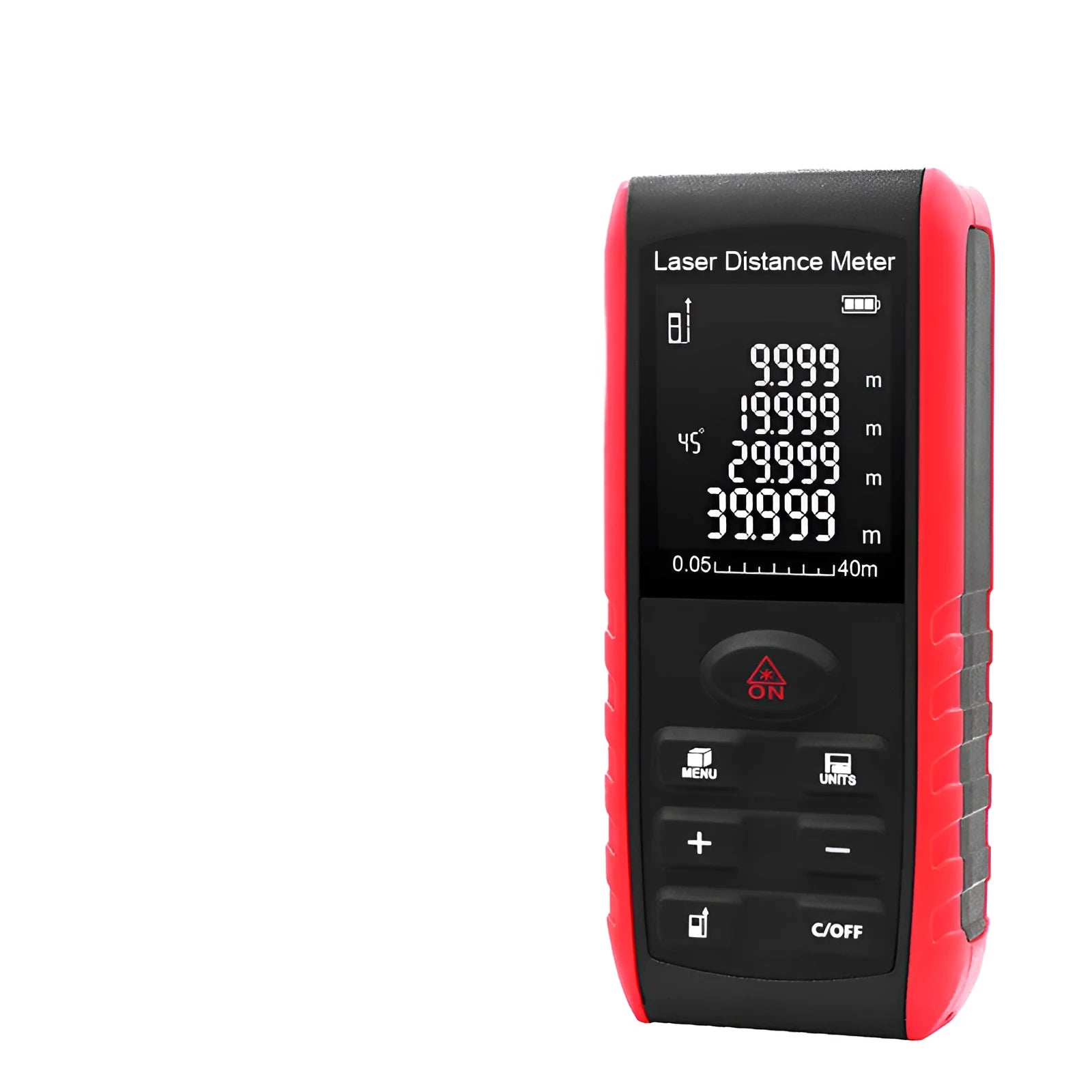 E series hand-held laser range finder with compact ABS construction for decoration project measurements