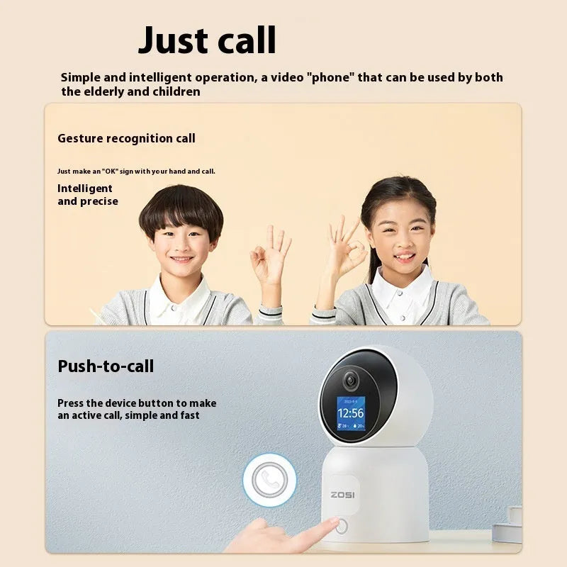 Zhou Shi white plastic wireless indoor security camera mounted on a wall bracket