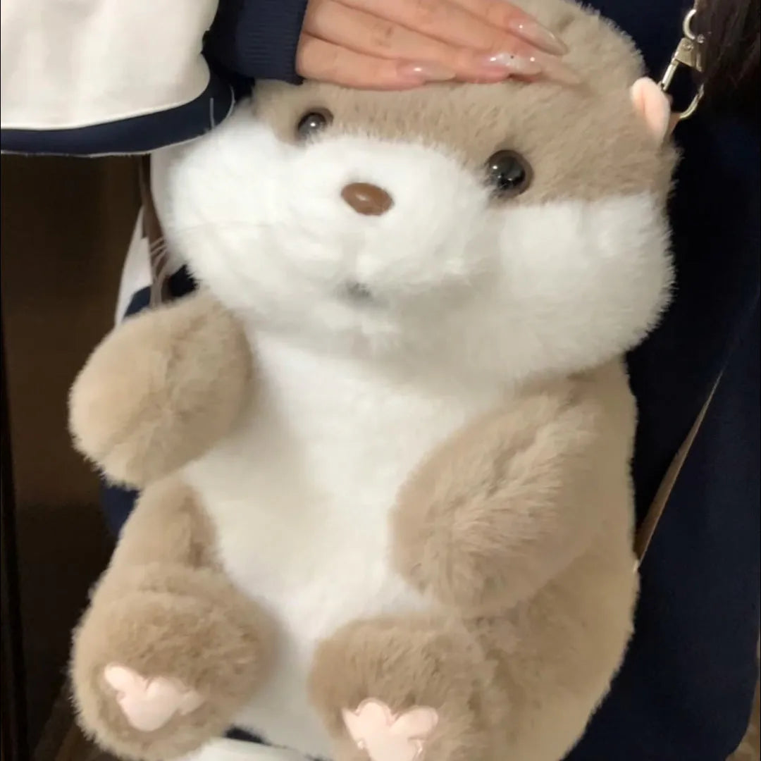 Brown otter plush toy doll 33cm tall 20cm wide soft plush material cartoon style