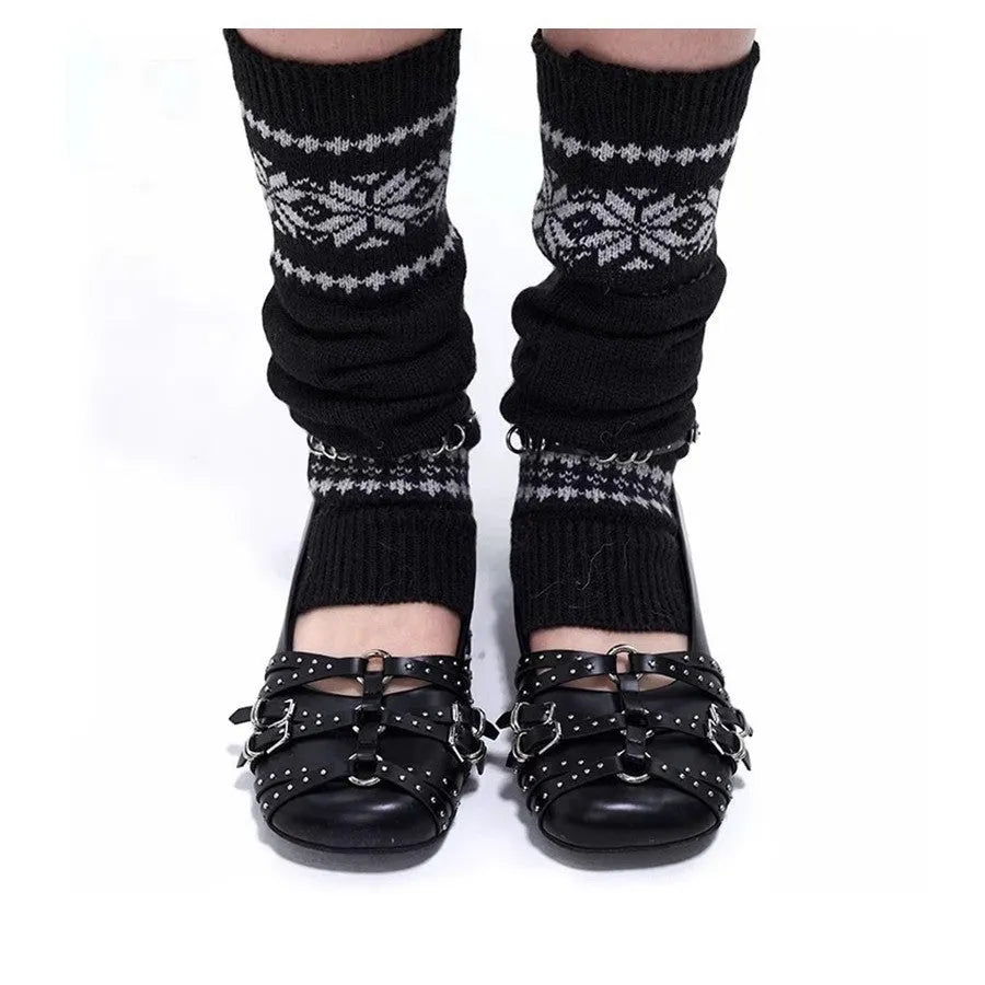 Women's black patent leather flat shoes with buckle closure and square toe