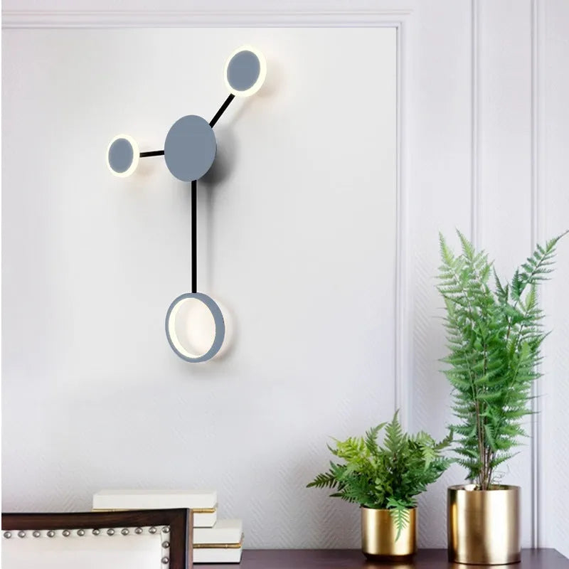 Contracted bedroom wall lamp iron acrylic 6-head 54W 96.5cm wide mounted on wall in black finish
