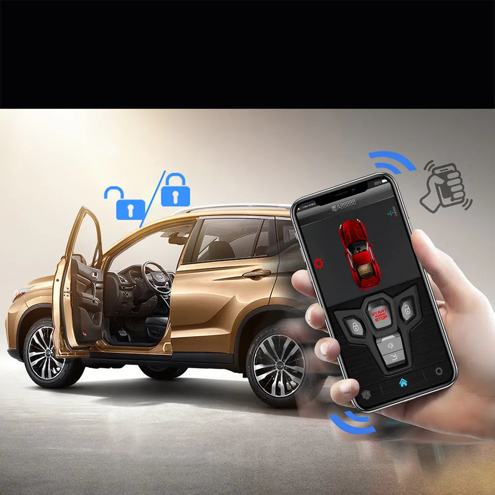Red and frosted black one-way car alarm remote control system with two remotes for vehicle security