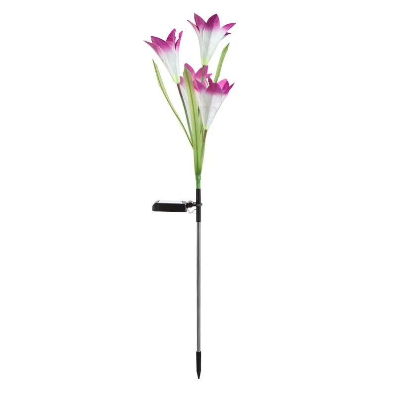 Flower-shaped solar LED ground lamp for garden lighting with colour-changing LEDs