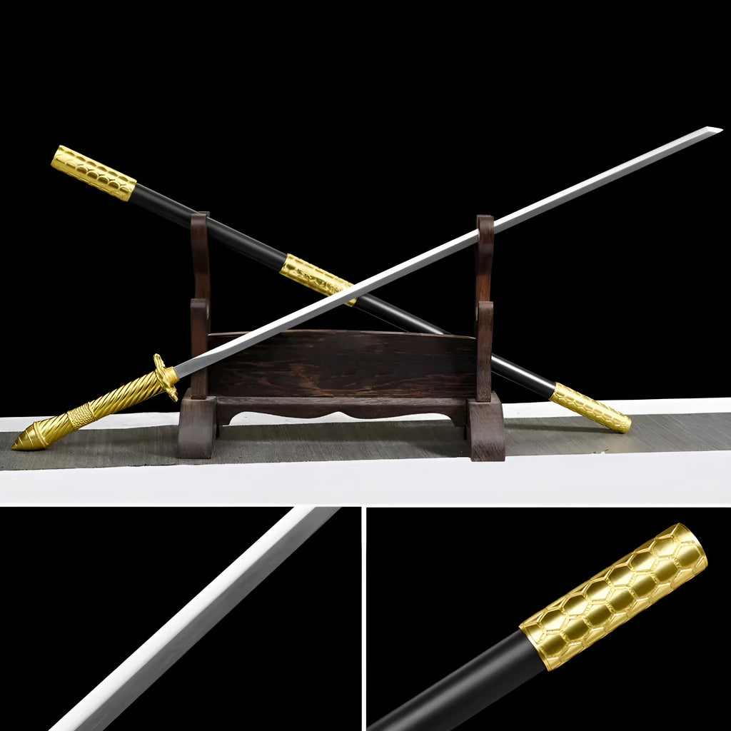 Handmade integral tang sword 95cm manganese steel blade unsharpened black catana display piece