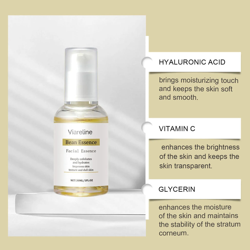 30ml bottle of daily facial moisturiser essence liquid with hyaluronic acid and vitamin C