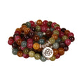 108 beads string lotus hanging multi-layer bracelet in tourmaline colour on alloy.