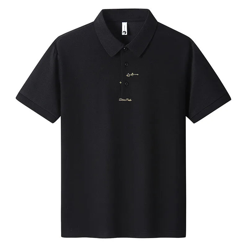 Men's casual cotton t-shirt in a loose fit with a printed letter pattern on the chest.