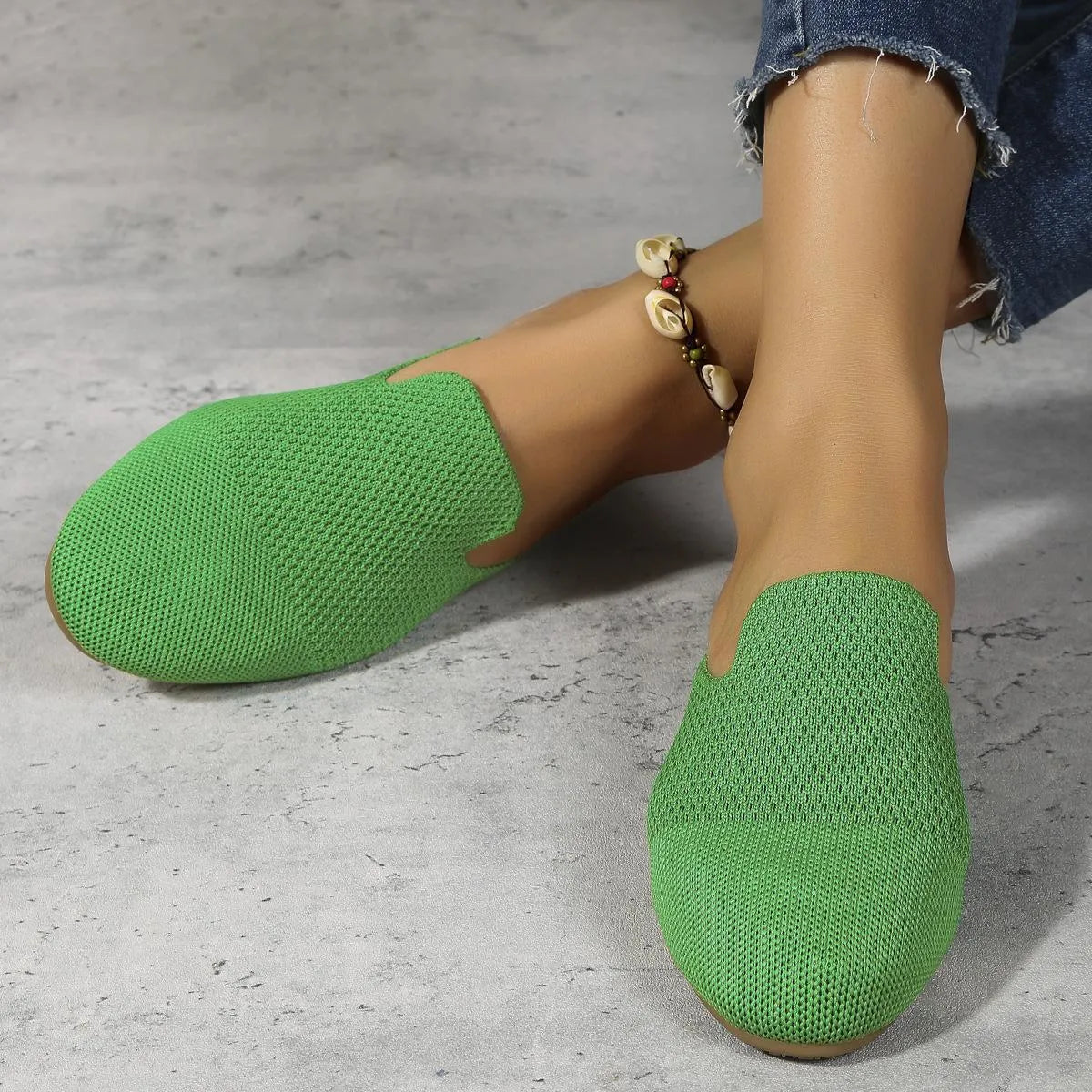 Mesh slip-on sandals in candy colours with cloth upper and rubber sole