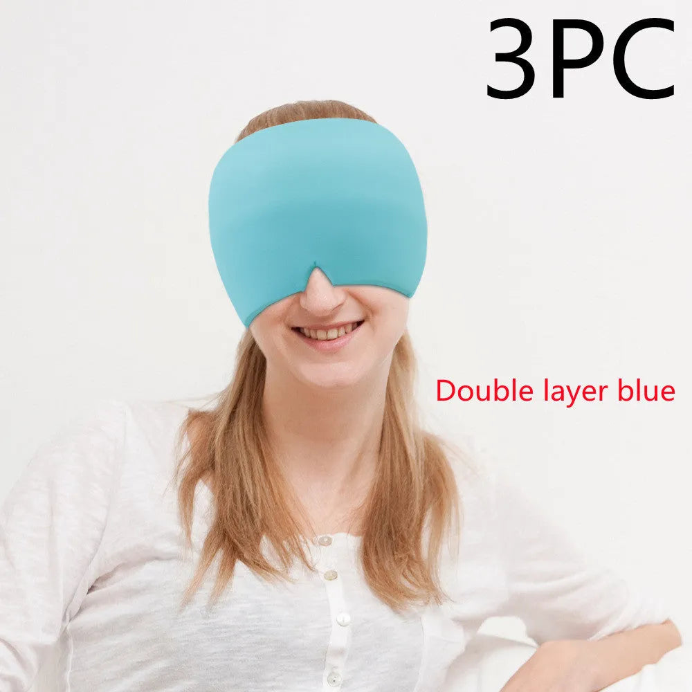 Elastic cloth gel eye mask for headache relief in black, pink or sky blue colours