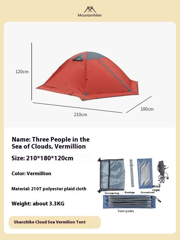 Camping rainproof sun protection portable storage tent 210D polyester checked cloth double 210x140x110cm wind resistance level 5-6 Moonlight White