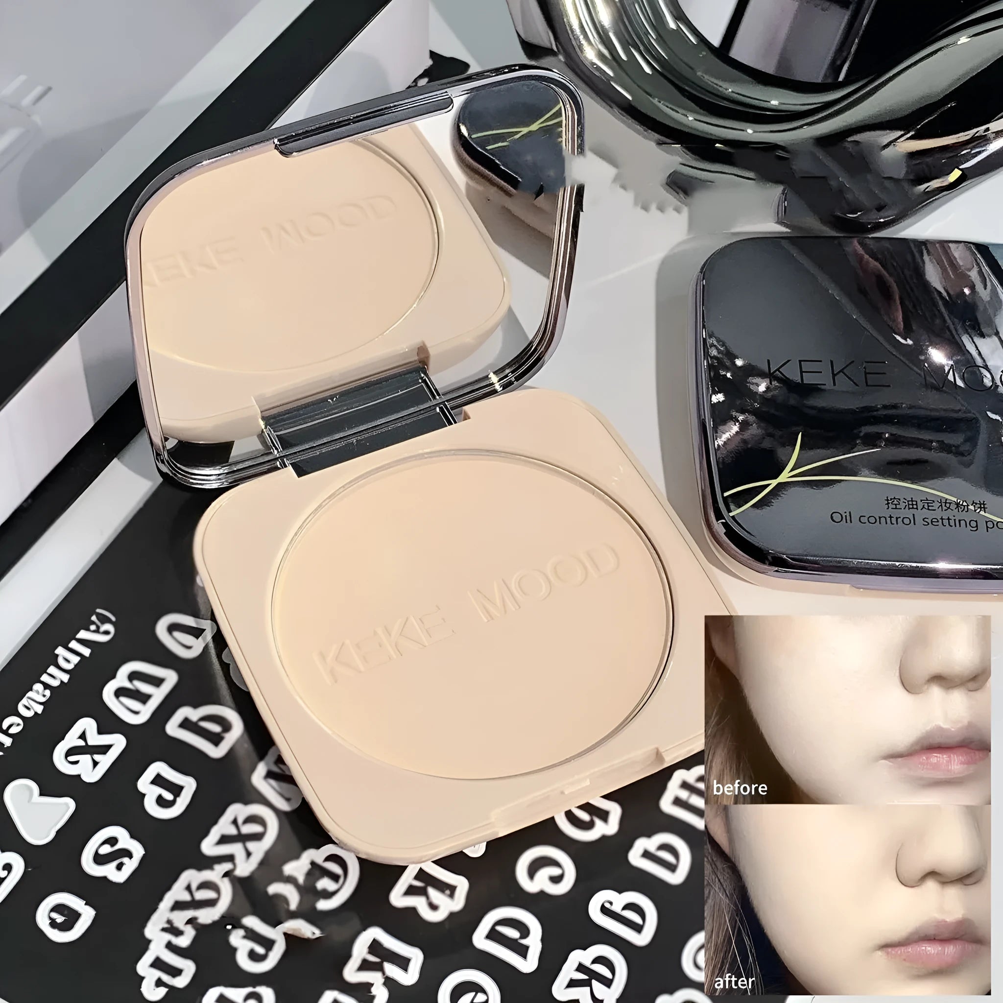 15g pressed powder compact for oil control and brightening with three colour options