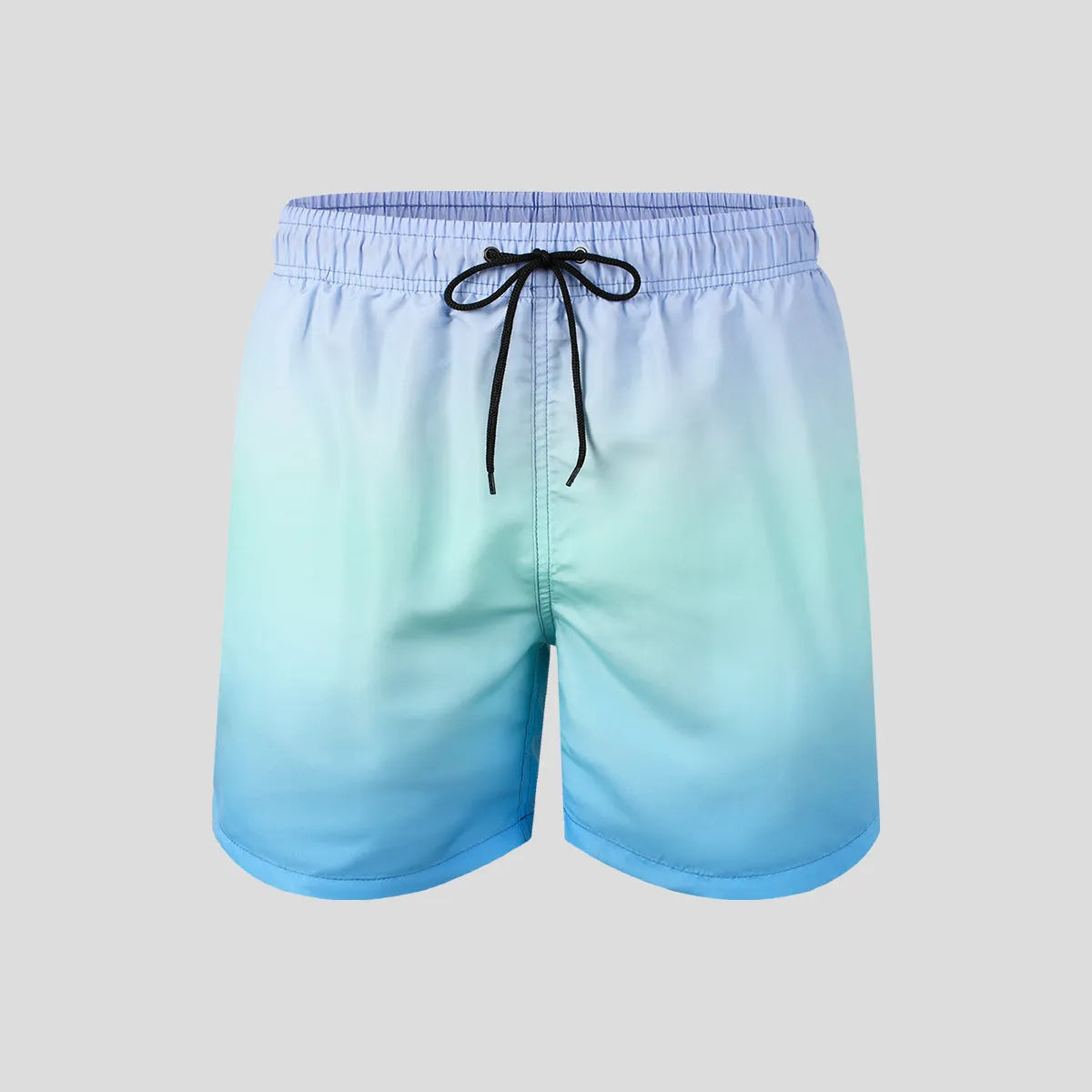 Men's gradient colour 3D digitally printed sports shorts in mesh fabric showing micro-elastic texture