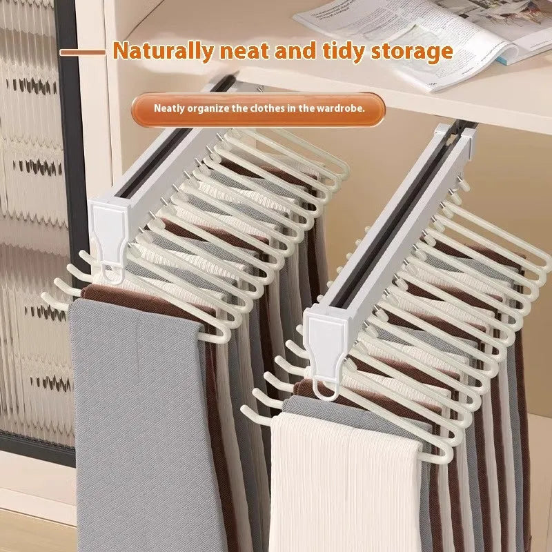 Z-shaped non-slip trousers hanger in cream white stainless steel dipped finish