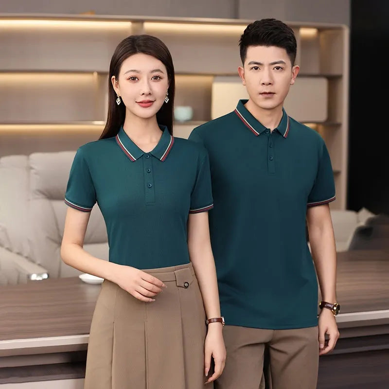 Men's summer ice silk beaded polo shirt in slim fit, white, long sleeves, polyester spandex blend