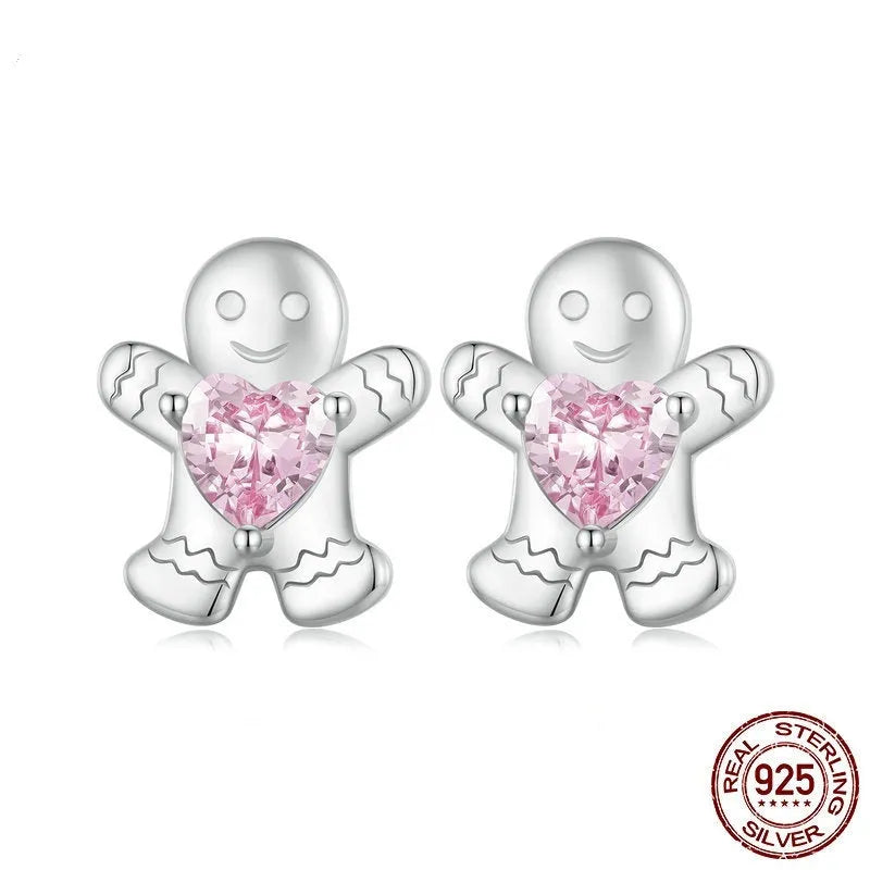 Original Christmas 925 sterling silver stud earrings and ring set in gift box