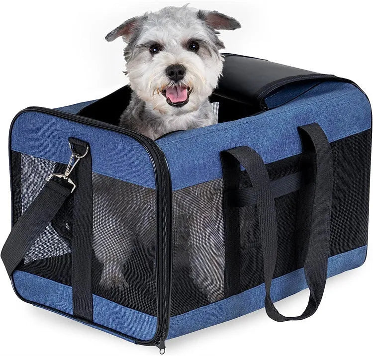 Pet carrier bag Oxford cloth portable travel for dog cat breathable foldable black grey blue purple sizes
