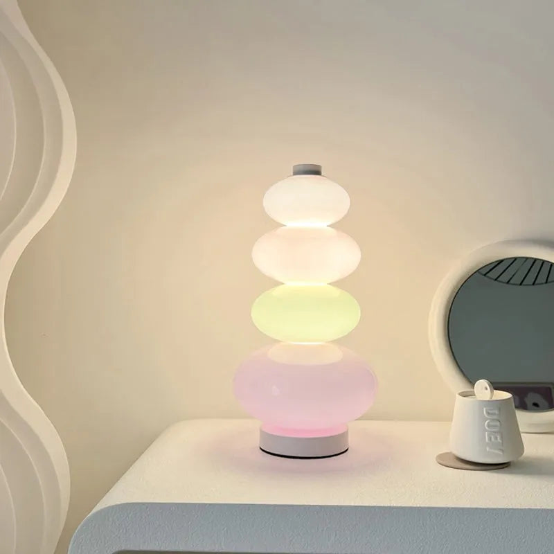 Candy String Rainbow table lamp with glass shade and iron body in macaron colours