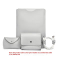 Lock edge imitation leather liner bag for MacBook Pro in apricot colour with four covers laid out on a flat surface.