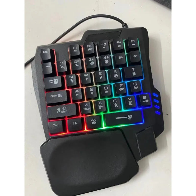 Black single-handed mechanical keyboard and mouse set with 1.5 metre cable