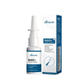15ml bottle of herbal nasal spray with calendula and mint leaves, shown with its spray applicator.