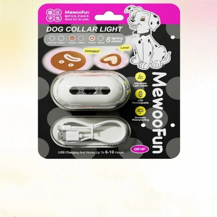 Pet luminous collar with integrated hanging lamp ring in four colour options
