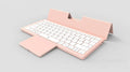 Three-in-one wireless Bluetooth keyboard with touch pad and leather stand in black and gray hardcover for iPad and phone