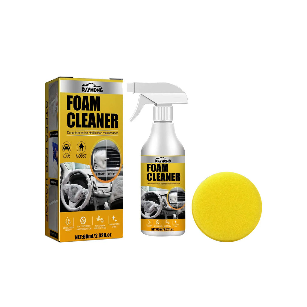 60ml car interior foamed cleaner bottle and 10cm sponge for wash-free upholstery cleaning