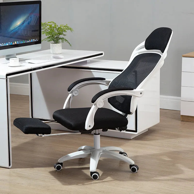 Black ergonomic computer gaming chair with reclining backrest and adjustable armrests